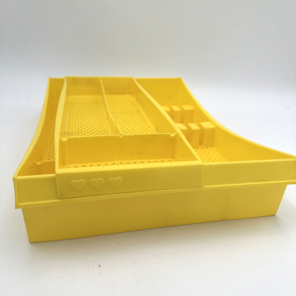Vintage Yellow Mesh Bottom Plastic Utensil Drawer Organizer Tray